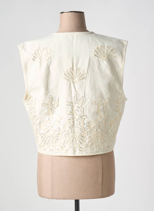 Vestă fără mâneci bej LARAETHNICS femeie