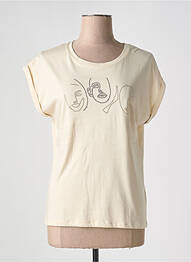 Tricou serigrafie mâneci scurte bej GEISHA femme