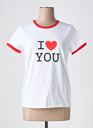 Tricou serigrafie mâneci scurte alb DAPHNEA femeie