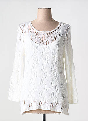 Pulover tunică alb MARBLE femeie