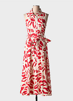Rochie lungă imprimeu fantezie fără mâneci roșu GOA femeie
