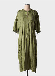 Rochie lungă țesătură crep mâneci 3/4 verde JC.SOPHIE femme