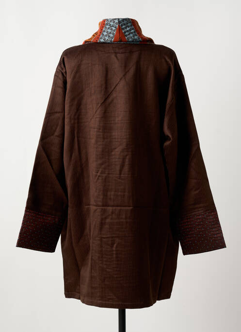 Palton lung maro NID D'ABEILLE femeie