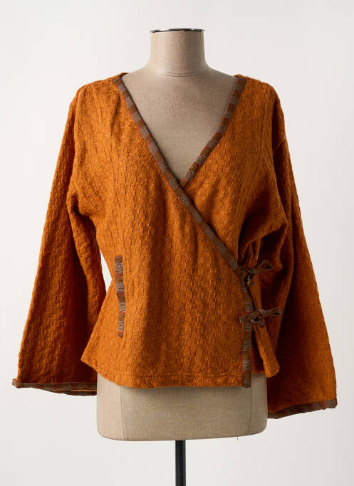 Cardigan petrecut portocaliu NID D'ABEILLE femeie