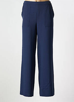 Pantalon larg țesătură crep mărime normală albastru EMA BLUE'S femeie