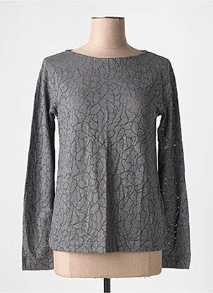 Top guler rotund mâneci lungi gri MAJESTIC FILATURES femeie