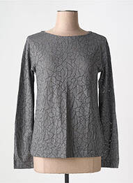 Top guler rotund mâneci lungi gri MAJESTIC FILATURES femme