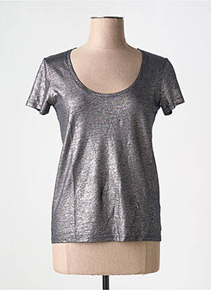 Tricou elasticitate mâneci scurte gri MAJESTIC FILATURES femeie