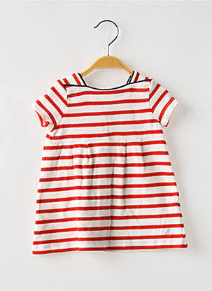 Rochie midi mâneci scurte mâneci scurte alb PETIT BATEAU fată