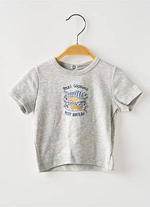 Tricou imprimeu fantezie mâneci scurte gri PETIT BATEAU băiat