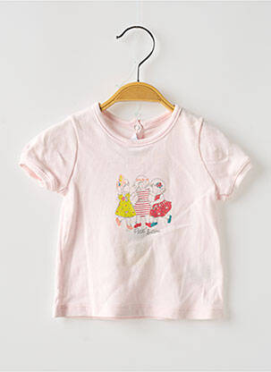 Tricou elasticitate mâneci scurte roz PETIT BATEAU fată