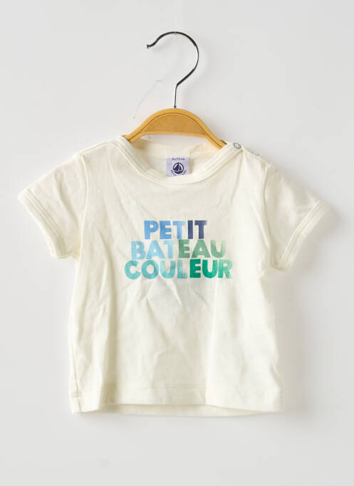Tricou alb PETIT BATEAU băiat