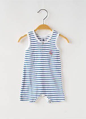 Salopetă pentru bebeluși guler rotund alb PETIT BATEAU băiat