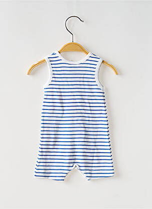 Salopetă pentru bebeluși guler rotund alb PETIT BATEAU băiat