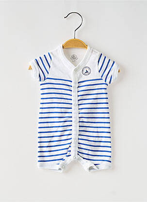 Salopetă pentru bebeluși guler rotund alb PETIT BATEAU băiat