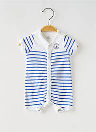 Salopetă pentru bebeluși guler rotund alb PETIT BATEAU garcon