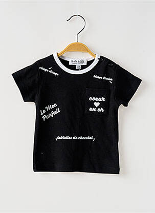 Tricou croială dreaptă mâneci scurte negru BULLE DE BB băiat