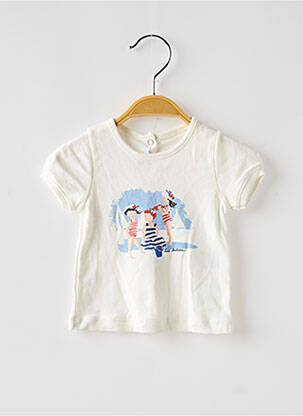 Tricou elasticitate mâneci scurte alb PETIT BATEAU fată