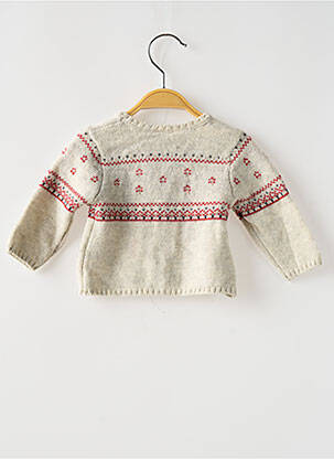 Vestă cu mâneci lungi guler rotund bej PETIT BATEAU băiat