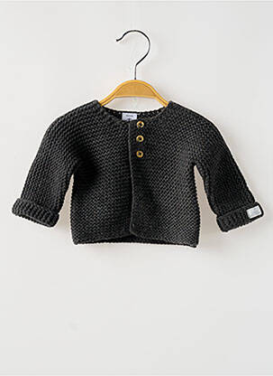 Vestă cu mâneci lungi croială dreaptă gri PETIT BATEAU fată