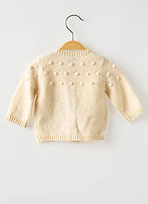 Vestă cu mâneci lungi tricotaj din plasă bej PETIT BATEAU fată