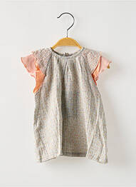 Rochie midi volane mâneci scurte gri MOULIN ROTY fille