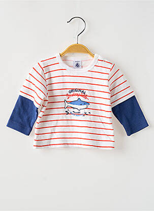 Tricou mâneci lungi mâneci lungi alb PETIT BATEAU băiat