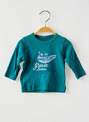Tricou închidere cu fermoar la umăr mâneci lungi albastru PETIT BATEAU băiat