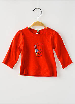 Tricou croială cambrată mâneci lungi roșu PETIT BATEAU fată