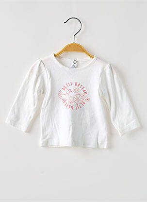 Tricou închidere cu nasturi la spate mâneci lungi alb PETIT BATEAU fată
