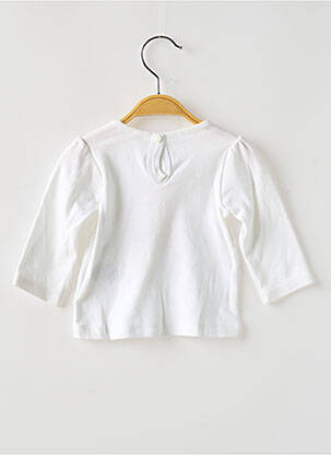 Tricou închidere cu nasturi la spate mâneci lungi alb PETIT BATEAU fată