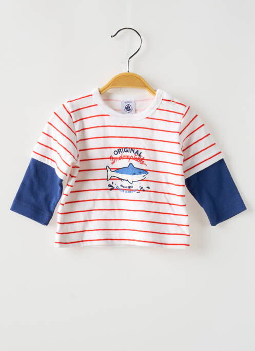 Tricou alb PETIT BATEAU băiat
