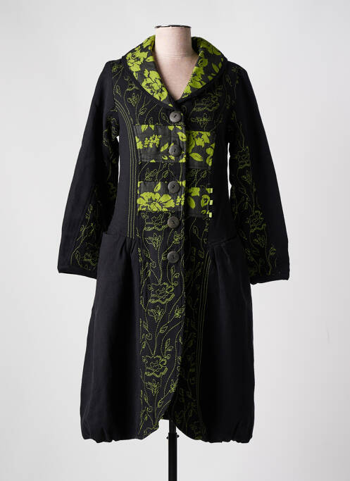 Palton lung croială cambrată fără glugă negru NID D'ABEILLE femme