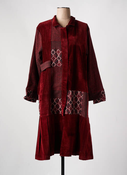 Palton lung roșu ZELTI femeie