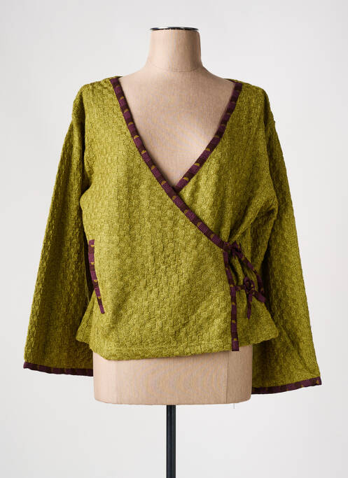 Cardigan petrecut verde NID D'ABEILLE femeie