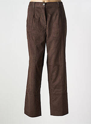 Pantalon drept talie cu cleme talie înaltă maro PAUL MATIS femeie