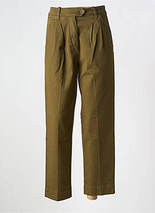 Pantalon drept închidere cu fermoar sub clapetă cu nasturi verde GANT femeie