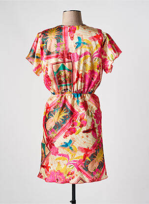 Rochie midi imprimeu fantezie mâneci scurte roz JOEY NEW YORK femeie
