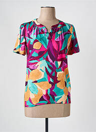 Tricou guler în v mâneci scurte violet JULIE GUERLANDE femme