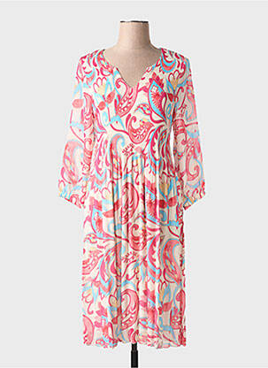 Rochie midi imprimeu floral mâneci 3/4 roșu HALOGENE femeie