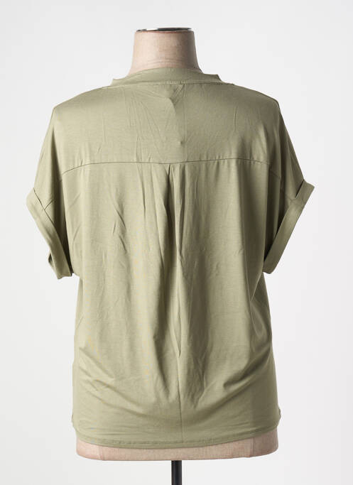 Tricou guler în v mâneci scurte verde MARBLE femme