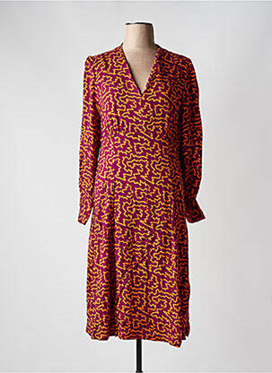 Rochie midi imprimeu fantezie mâneci lungi violet SURKANA femeie