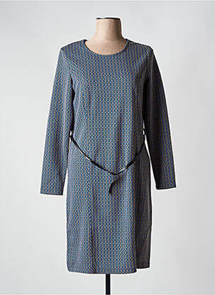 Rochie midi imprimeu fantezie mâneci lungi albastru DIANE LAURY femeie