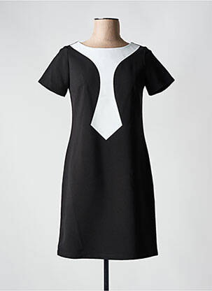 Rochie scurtă închidere cu fermoar la spate mâneci scurte negru HIPPOCAMPE femeie