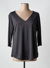 Tricou guler în v mâneci 3/4 gri HALOGENE femme