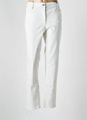 Pantalon slim țesătură poplin mărime normală alb 3616444752619 femeie