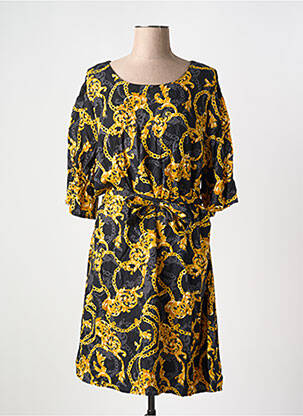 Rochie midi mâneci 3/4 mâneci 3/4 galben ADIA femeie