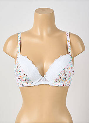 Sutien efect material satinat top sutien modelat alb PIEGE femeie