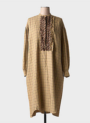 Rochie lungă mâneci lungi mâneci lungi bej LAURENCE femeie