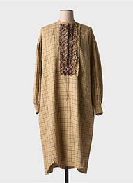 Rochie lungă mâneci lungi mâneci lungi bej LAURENCE femme